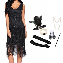 Plus Size XS-4XL Women's 1920s Vintage Sequin Full Fringed Deco Inspired Flapper Dress Roaring 20s Great Gatsby Dress Vestidos