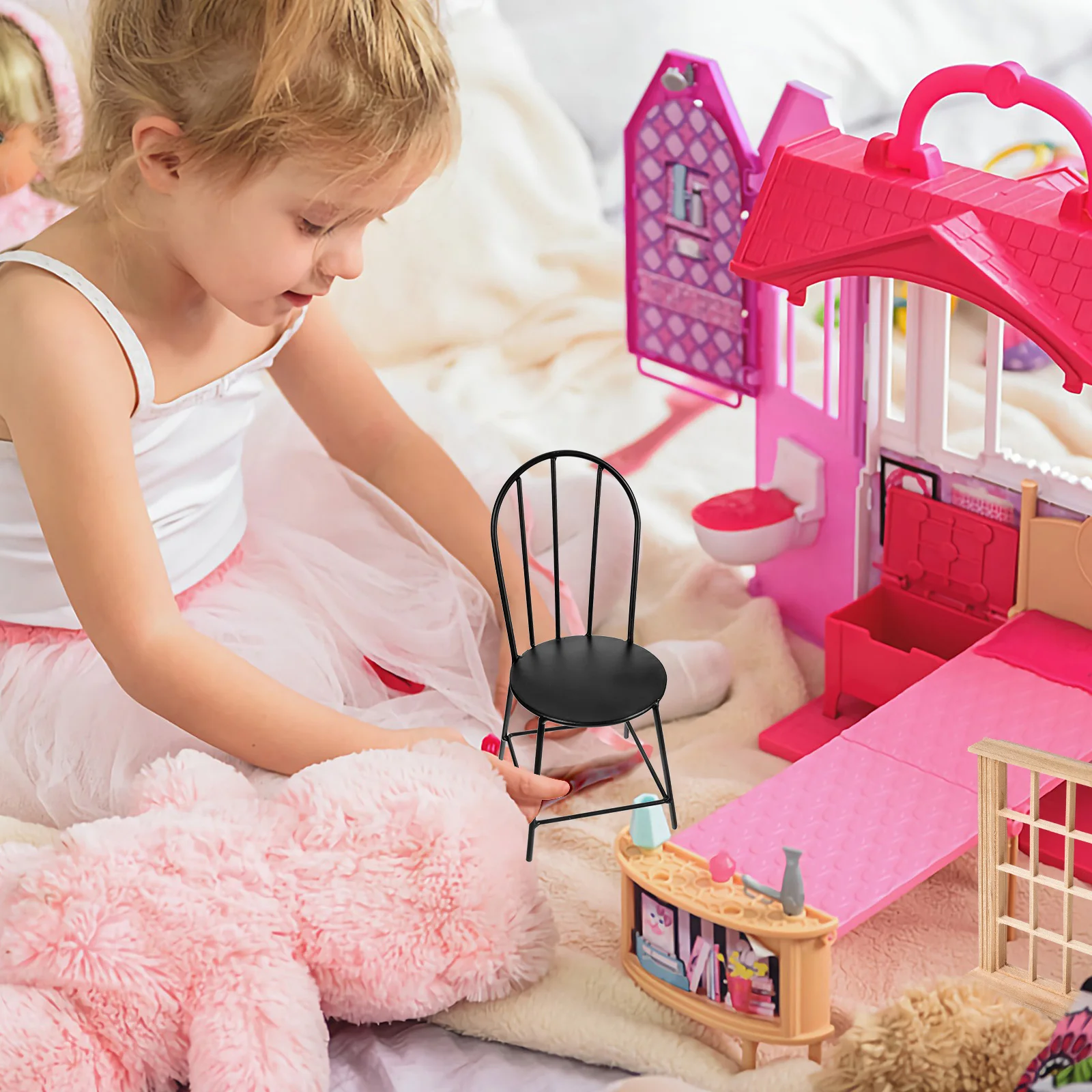 

Wrought Iron Chair Chairs Furniture Accessory Miniature Dressing Table Ornament