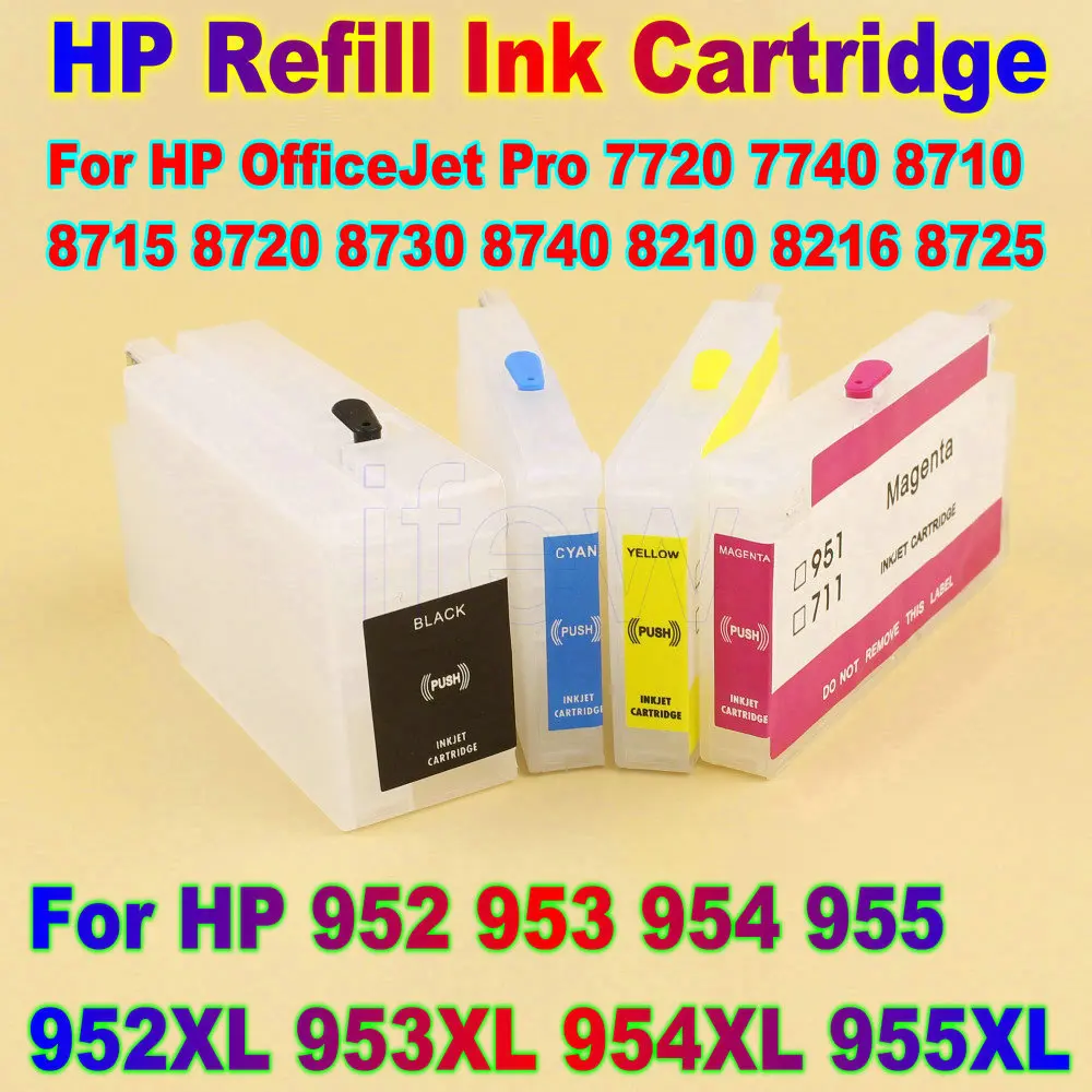 Printer Ink Cartridge OfficeJet For HP Pro 7720 7740 8710 8715 8720 8730 8740 8210 8216 8725 Empty Refillable Ink Cartridges Kit