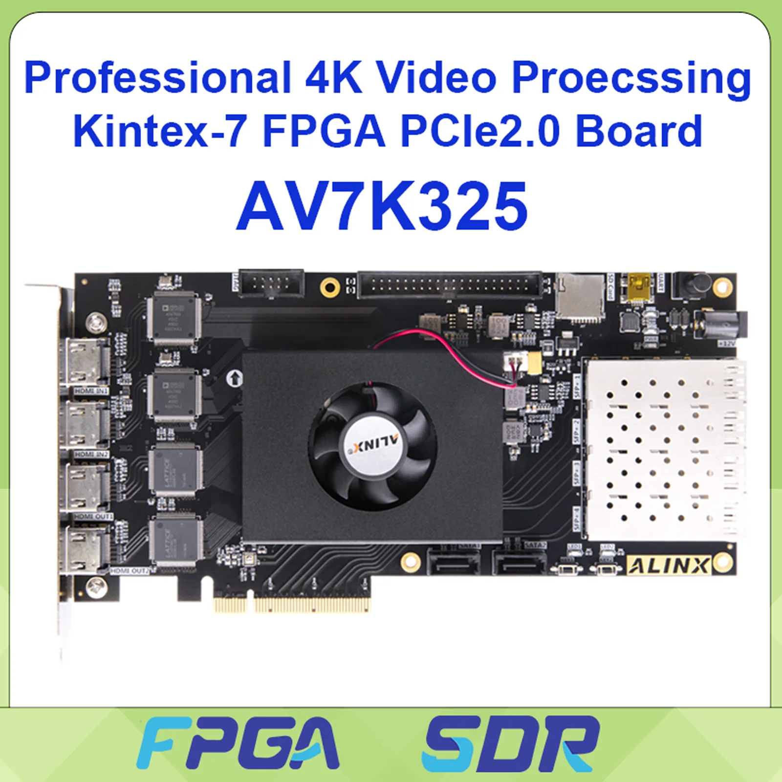 

ALINX AV7K325 FPGA Development Board AMD Kintex-7 XC7K325T SFP HDMI PCIe 2.0 Video Processing for AI Vision Application