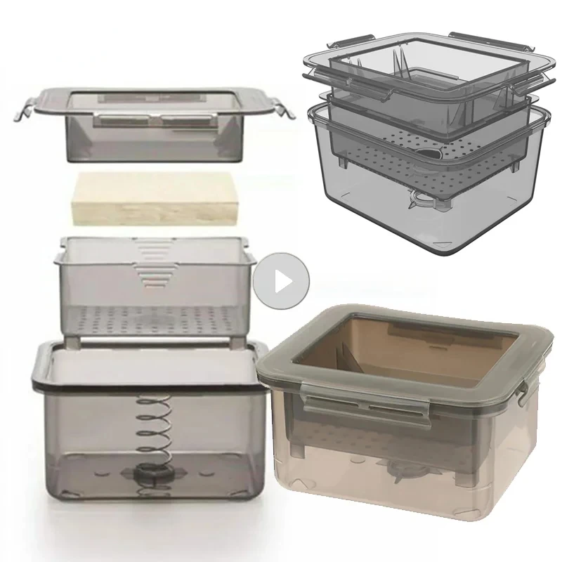 

Dishwasher Safe Tofu Press Mould with Water Drainer, Soybean Curd Presser Kitchen Tool