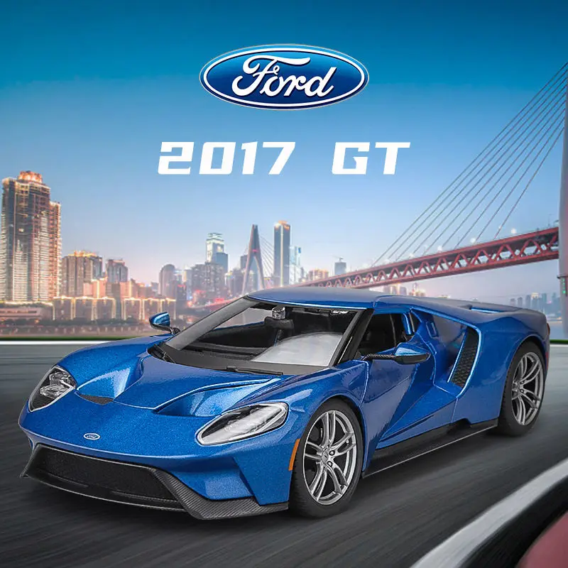 

Оригинальные коллекционные модели автомобилей Maisto: Ford 2017 GT, масштаб 1:18, металлический синий цвет, подарок для коллекционера