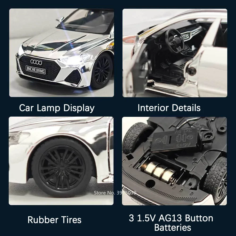1:32 Legierung AUDI RS7 Spielzeugmodelle Autos 6 Türen geöffnet mit Licht Sportwagen Rad Zurückziehen Fahrzeuge Lernspielzeug für Kinder