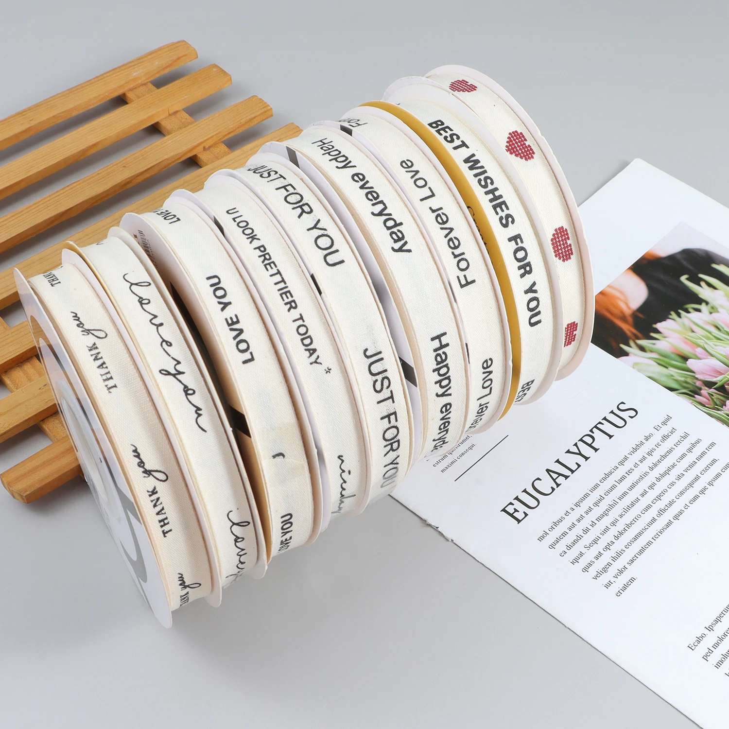 1.3cm wide, chiffon ribbon with English letters "just Four You" ribbon decorative ribbon for weddings festivals birthday parties