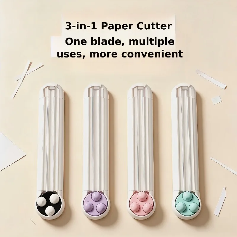 3-in-1 Multifunctional Paper Cutter Manual Trimmer ID Photo Slicer Perforated Cutting Tool for Office Document Scrapbooking