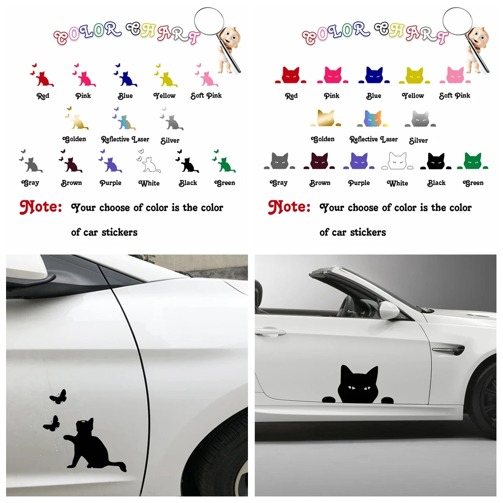 Cartoon Black Cat Car Stickers Waterproof Decal For Car Body Sticker Window Decoration Cat Auto Vinyl Decals