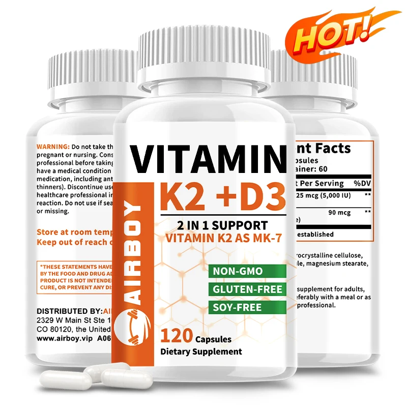 

Vitamin K2+D3 Capsules - Help Regulate Calcium Metabolism, Promote Bone Teeth and Skin Health, Support Lmmunity