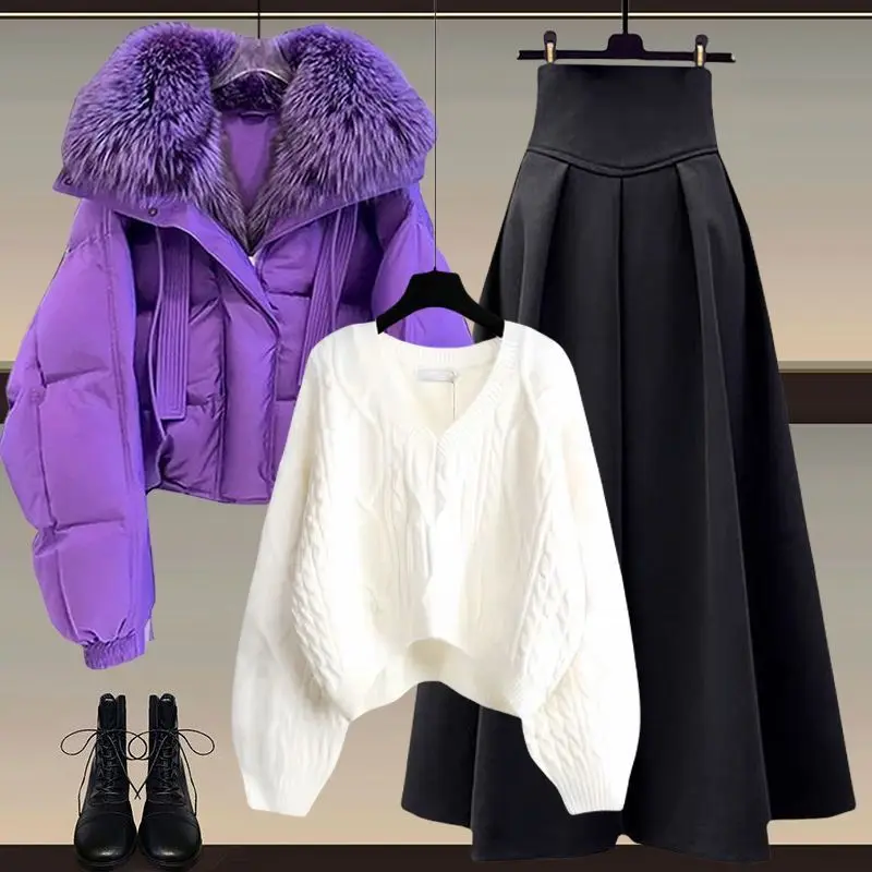 High Appearance Level and High Quality Solid Color Hooded Jacket Autumn and Winter New High-end Imitation Fox Collar Cotton Coat