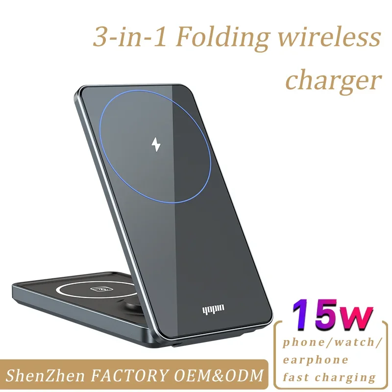 trending products 2024 3 in 1 qi2 wireless charger MX-CD02 foldable wireless charger For Phone Watch Earphone