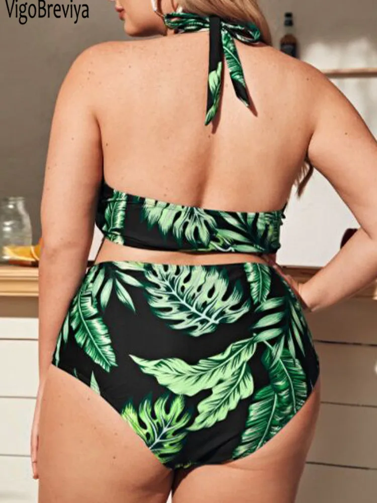 VigoBreviya 2024 Print Push Up 2 Piece Plus Size Bikini Set Women Push UP Curvy Swimsuit High Waist Lady Beach Big Bathing Suit