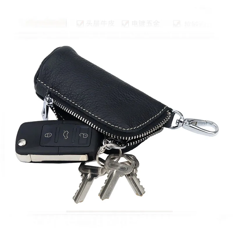 2024 Genuine Leather Keychain Men Women Key Holder Organizer Pouch Housekeeper Key Case wallet Pure Cow Split Car Long Key Bag