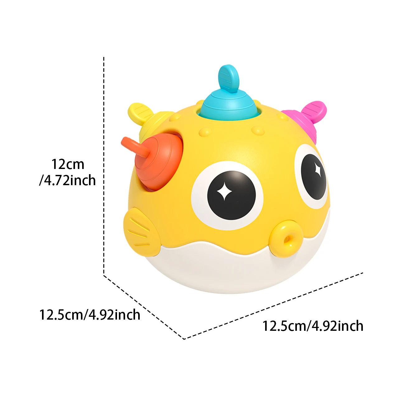 ألعاب الأطفال والرضع - لعبة مطاطية حريرية من سمكة النفخ مع صوت جرس واضح وميزة قابلة للدفع