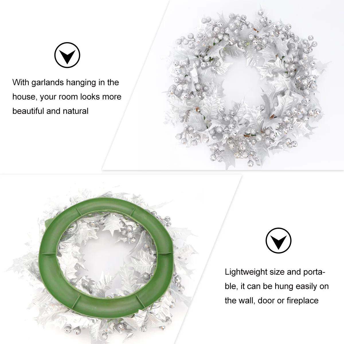 

Christmas Artificial Berries Wreath Decor Plastic Year Round Sticker Wall Door Fireplace Holiday Home Decorative Wreath