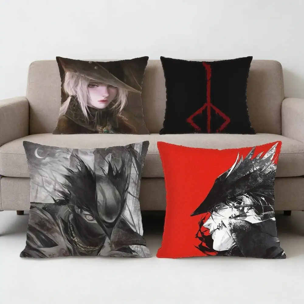 

Game B-Bloodborne Pillow Case Anti-dustmite Pillowcase Invisible zipper silky short plush Sofa cushion cover