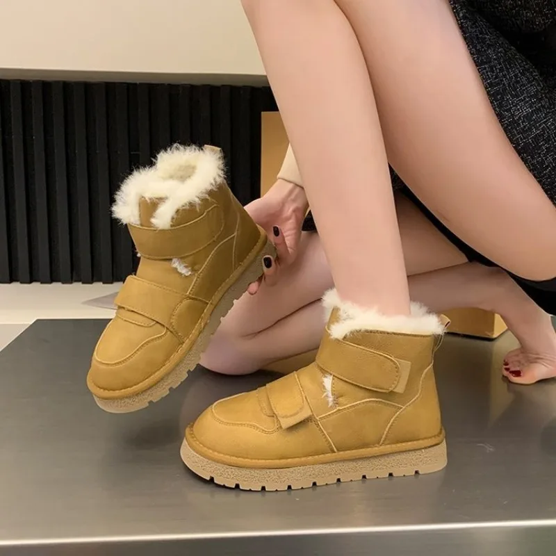 2024 Women Boots Warm Fur Ankle Boots Concise Soild Color Cotton Shoes With Heels Snow Boots Botas Mujer Women's Low Heel Boot