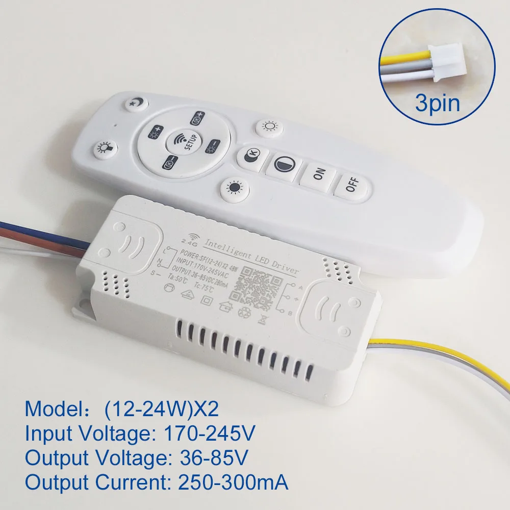 2.4G Đèn LED Thông Minh Thông Lái Xe Điều Khiển Từ Xa Nguồn Điện Mờ & Màu Sắc-Có Thể Thay Đổi Biến Áp Kết Nối Với Đèn LED Băng (12-24-40-60W) x2