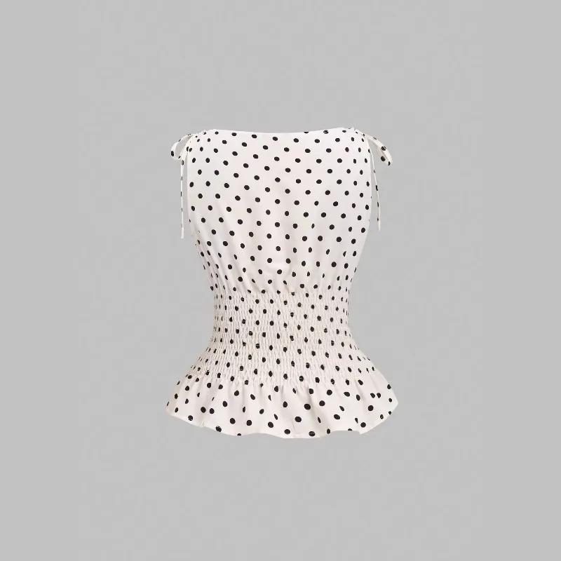 Summer European and American New Polka Dot Printed Niche Individualistic Hot Girl One-neck Slimming Figure-hugging Design Vest