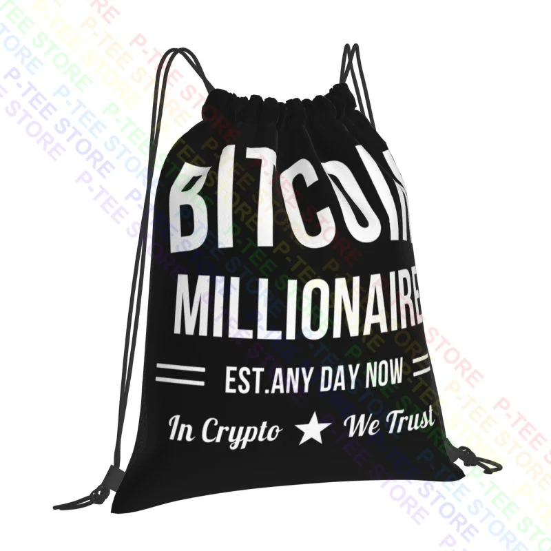 Bitcoin Millionaire Est Any Day Mom In Crypto We Trust Drawstring Bags Gym Bag Portable Schoolbag