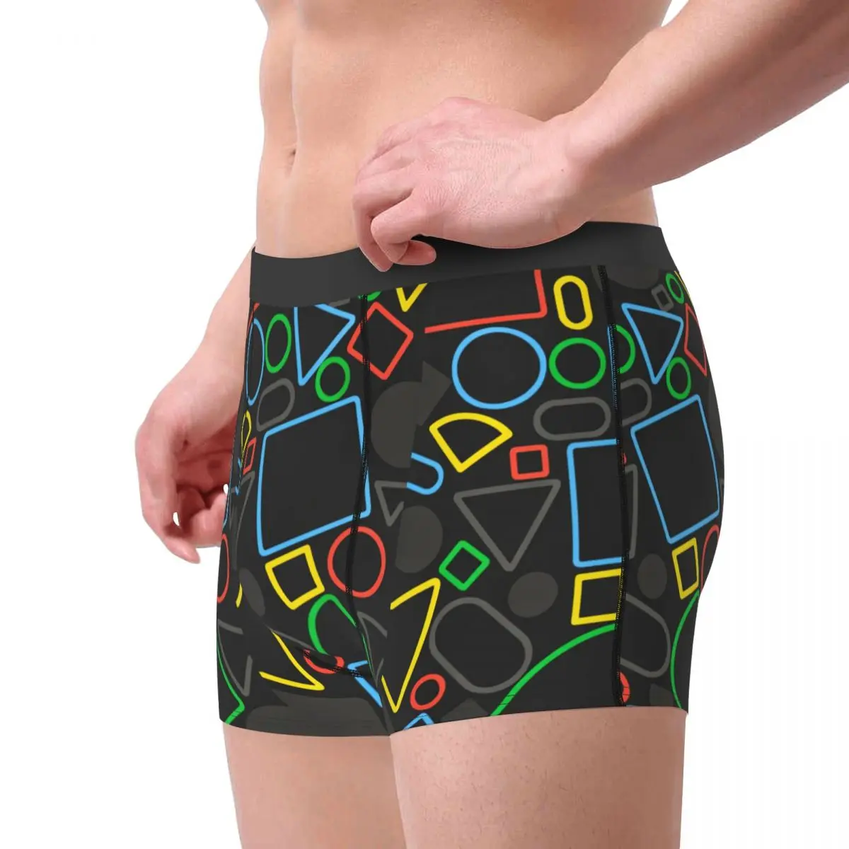 Retro Geometry Men Underwear Boxer Briefs Shorts Panties Humor Polyester Underpants for Male