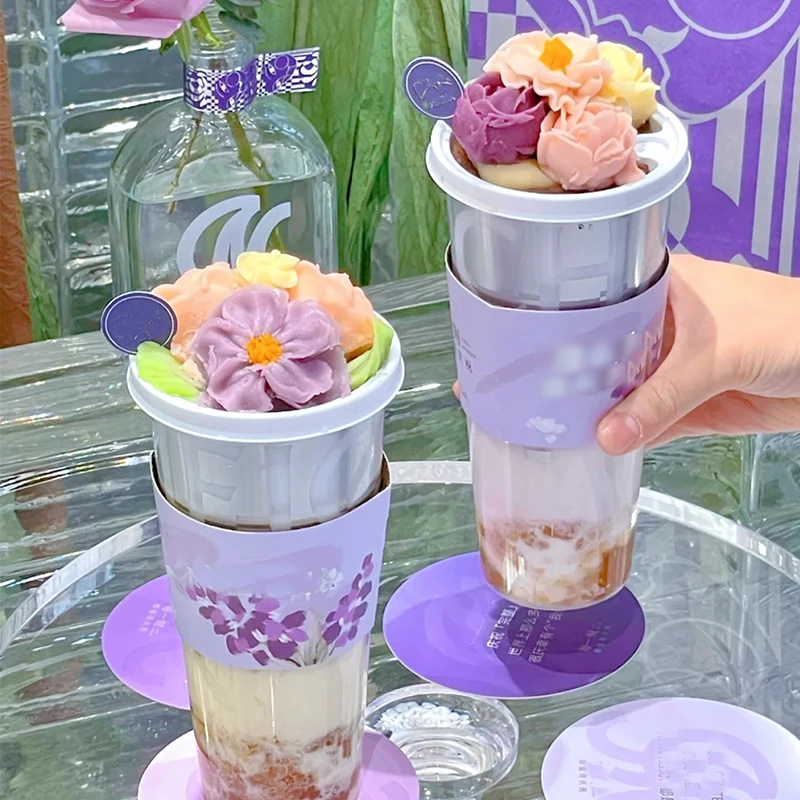 

50 sets Milk tea cup creative diy cake dessert cups wedding birthday party baking decoration afternoon tea coffee cup with plate