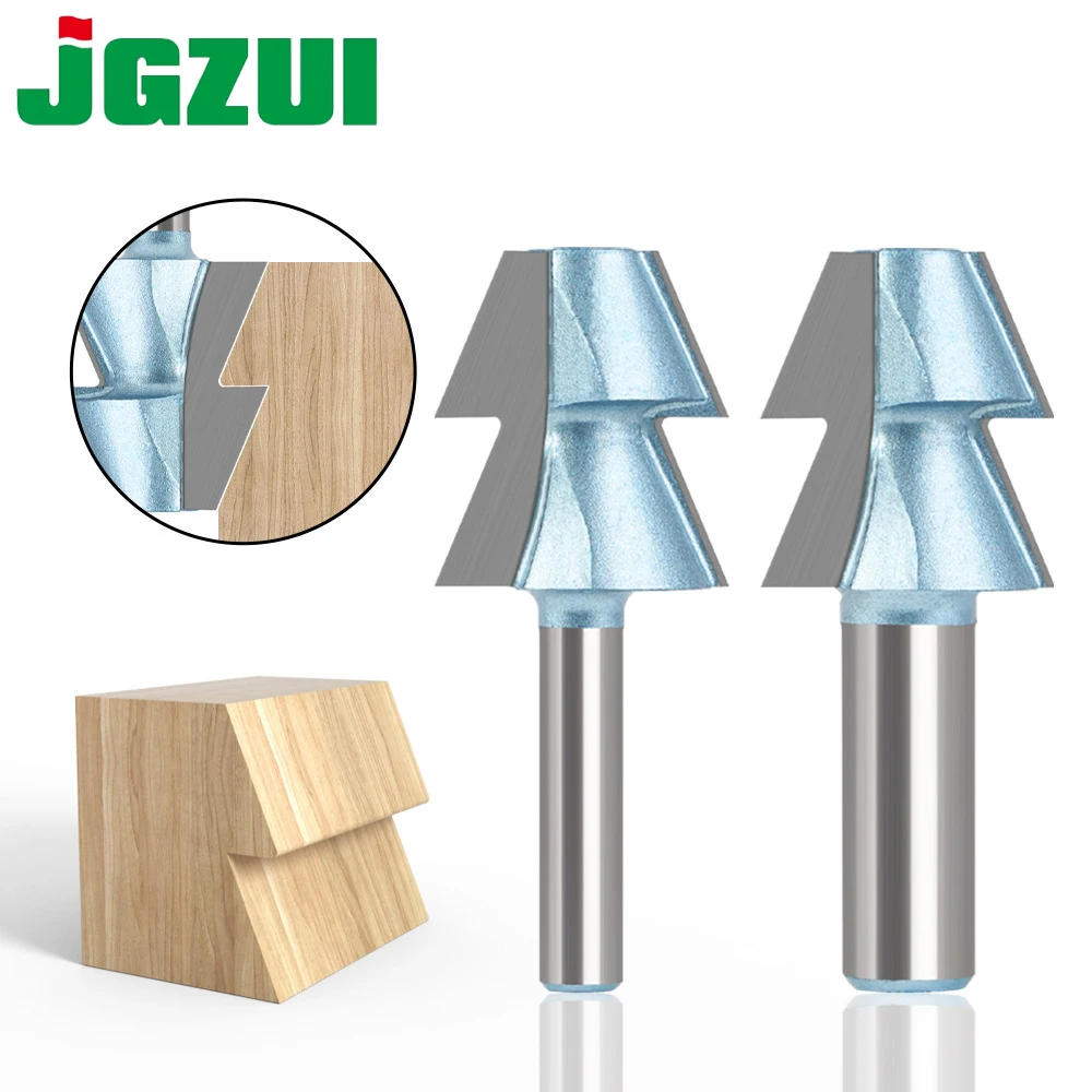 JGZUI 8mm Shank Router Bit Lightning Joint Tool Woodworking For Wood Panel Splicing Finger Joint Machining Milling Cutter