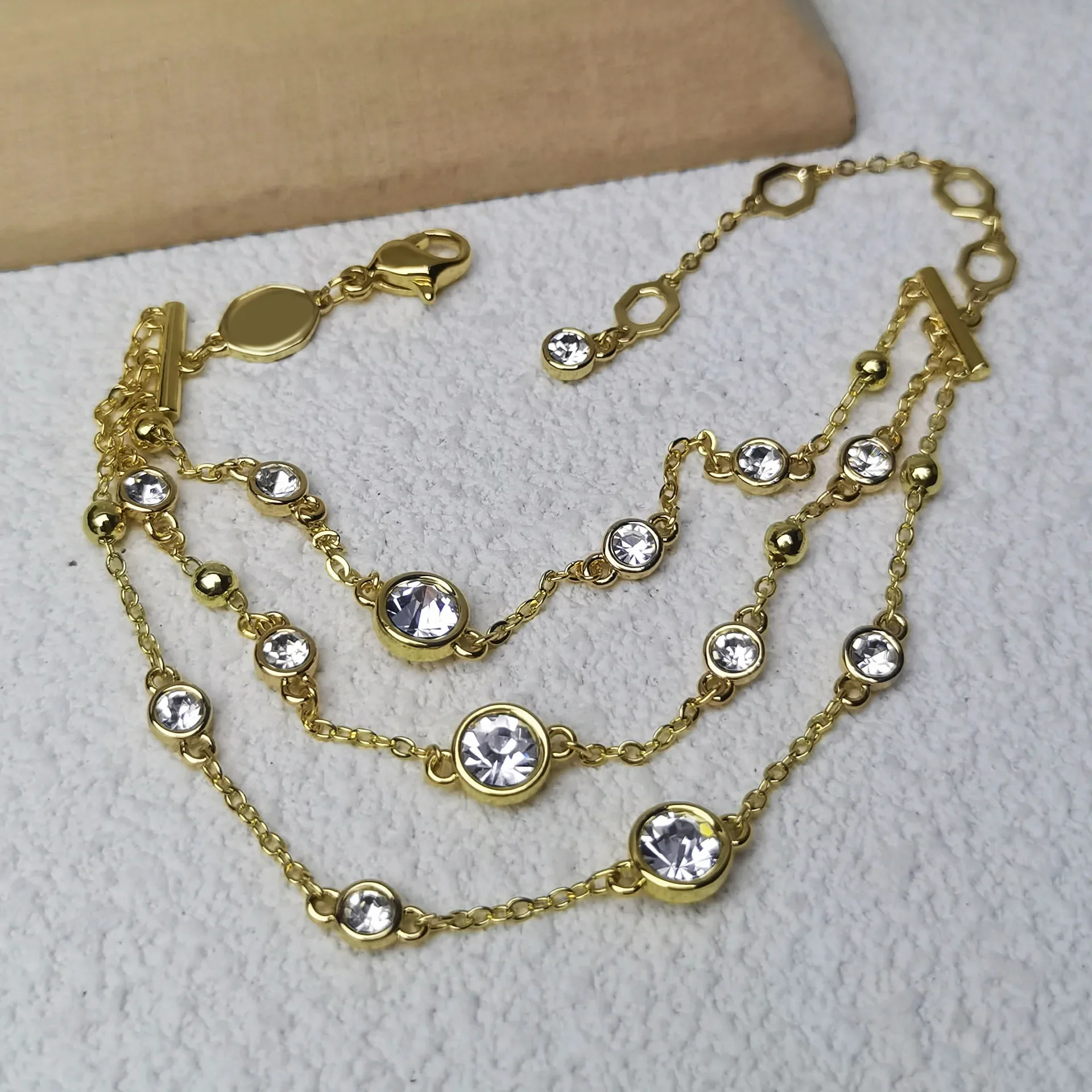 New butterfly accessory set with diamonds, square yellow crystal, multi-layer mixed cut transparent crystal, romantic bracelet - view 3