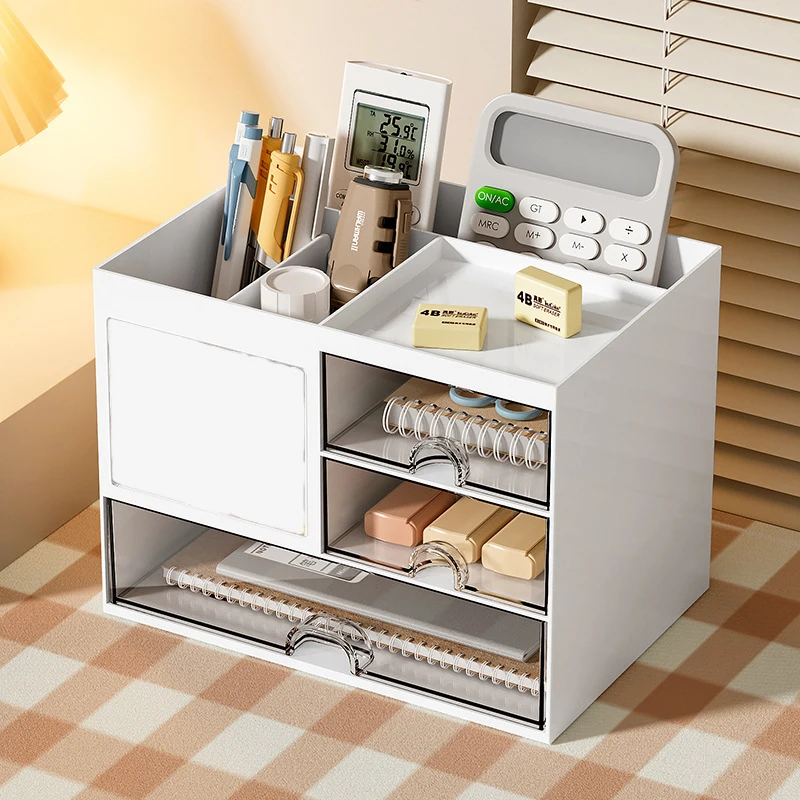 Caja de almacenamiento transparente para escritorio, cajón estilo Escritorio, papelería de oficina para dormitorio, caja de almacenamiento de cosméticos, estante de almacenamiento
