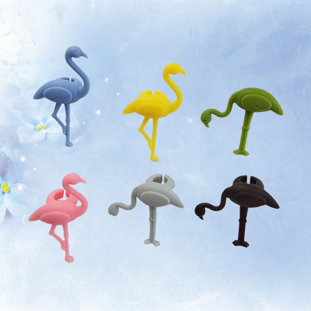 

6pcs Silicone Wine Glass Charms Flamingo Shape Drink Markers For Party Identification Decorative Labels Bar Tools Kitchen