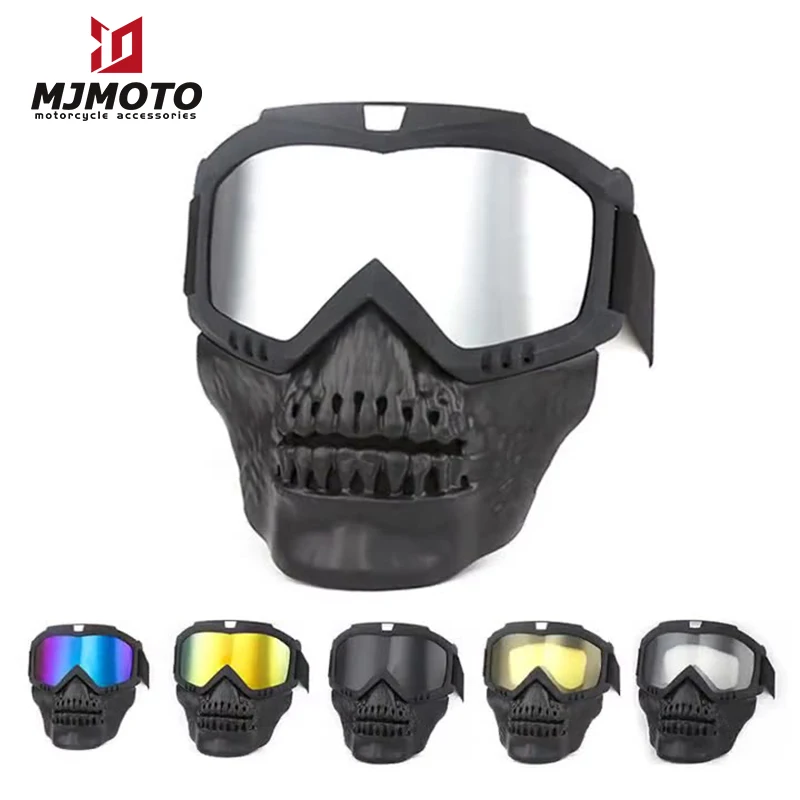 

Motorcycle Skull Mask Goggles Anti-impact Motocross Mask Goggles UV400 Protective Moto Goggles Windproof Off-Road Riding Goggles