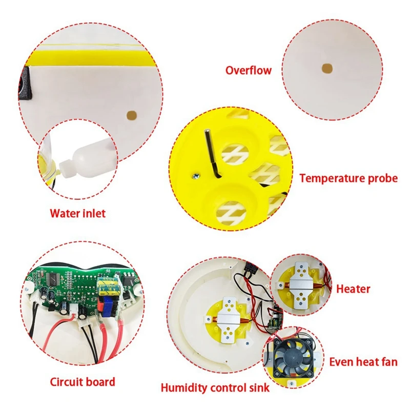 9 Incubators For Hatching Eggs, Automatic Temperature Control For Hatching Chicken With Light And Feeder