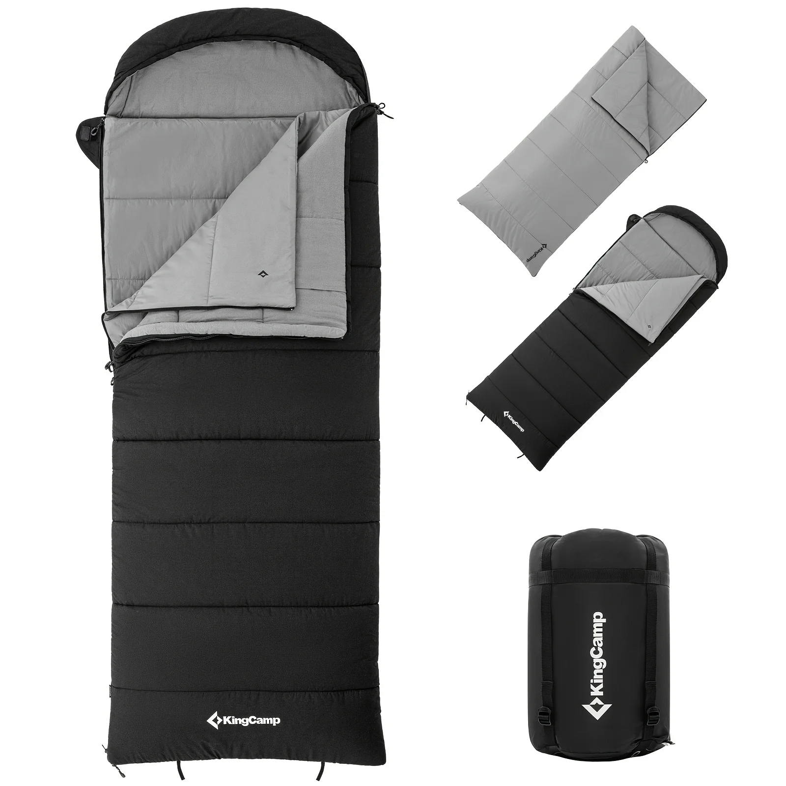 KingCamp 3-in-1 Envelope Hooded Sleeping Bag, Detachable And Flexible Double Blanket, Sleeping Bag For All Season Camping Hiking