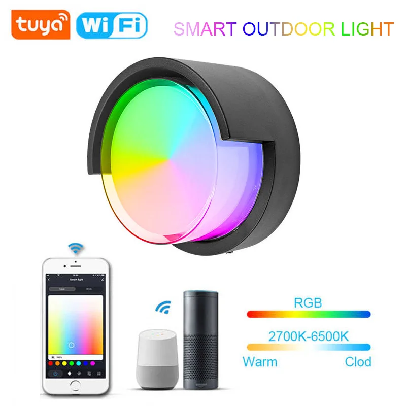 tuya app control smart wall lights exterior led wifi rgb 2700k6500k lampada de parede para casa exterior impermeavel ip65 iluminacao decor 01