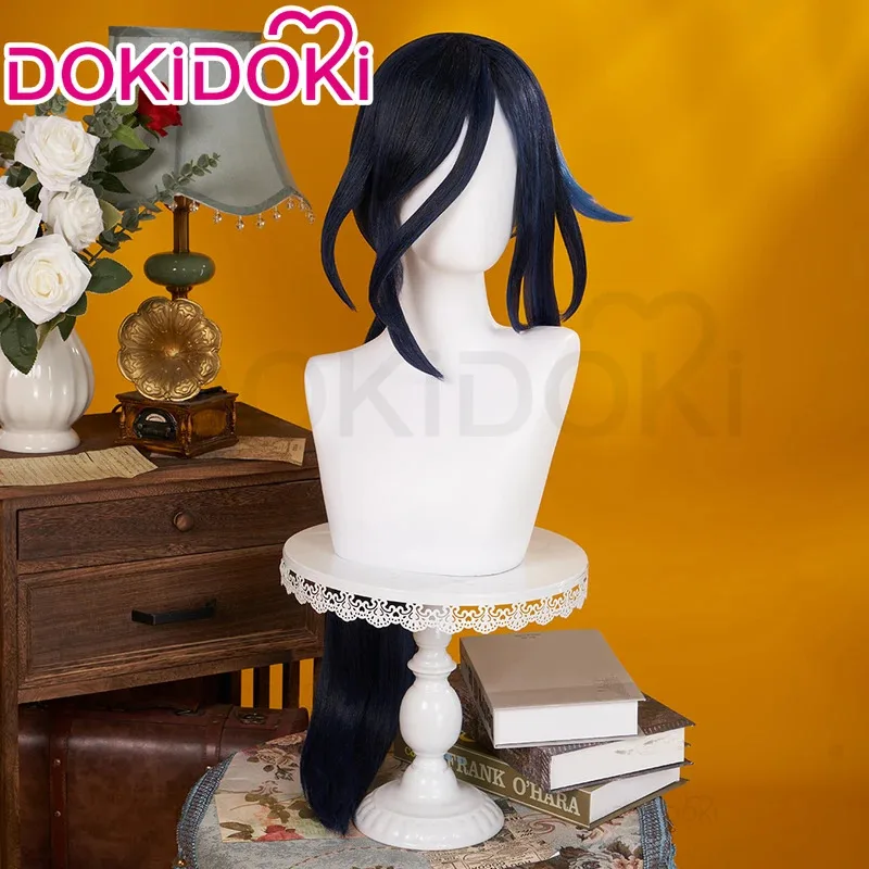В НАЛИЧИИ парик Clorinde, игровой парик для косплея DokiDoki, женский синий длинный парик Clorinde, серьги для косплея, шапочка для парика