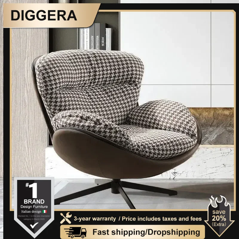 Lazy Single Sofa Lounge Chair 360° Swivel Fabric Accent Chair Comfortable Reading Seating for Small Spaces, Living Room, Bedroom