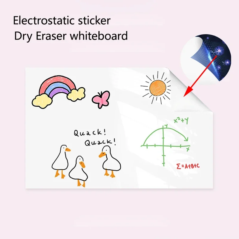 Multi Size Reusable Static Whiteboard Adheres To Walls Without Damage Easy To Apply and Remove Dry Eraser White Board