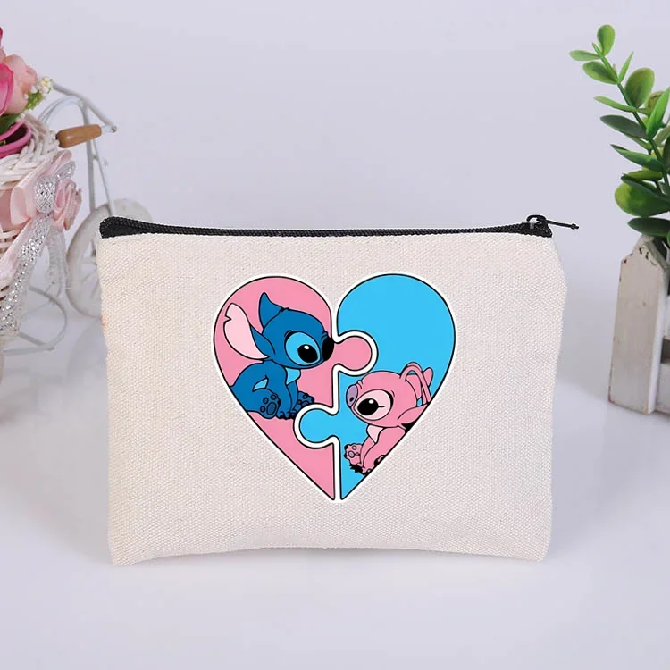 Lilo & Stitch Disney borse per cosmetici da donna borsa multiuso con cerniera in tela borsa da viaggio per Organizer per trucco borsa per il trucco