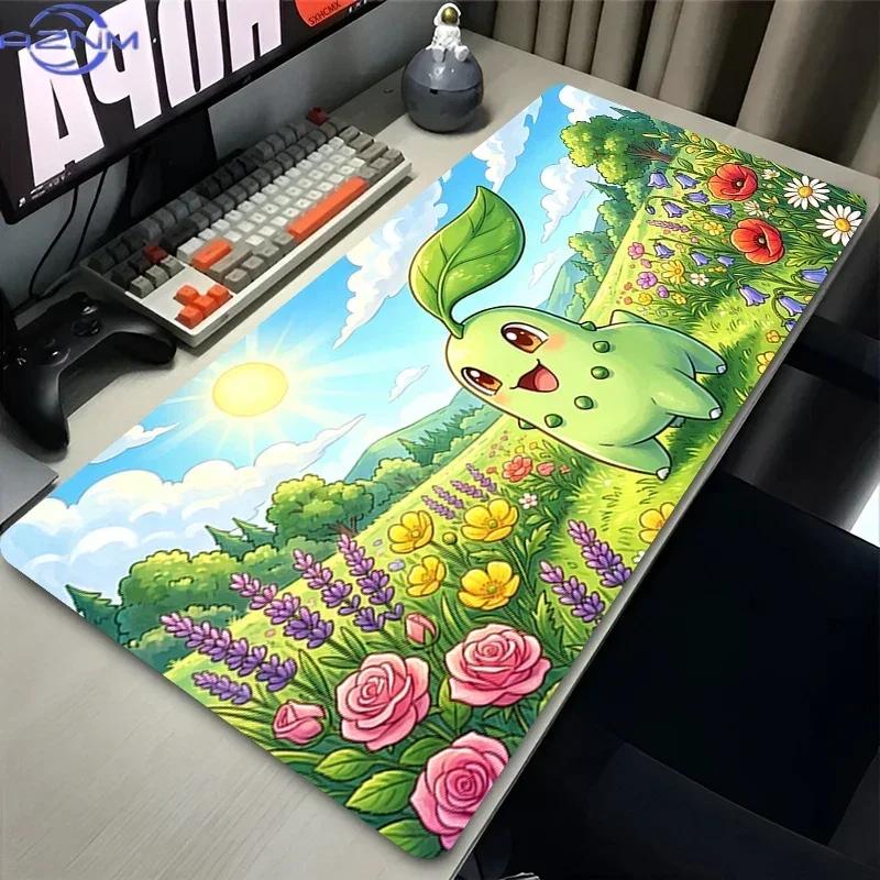 Pokemon Chikorita Anime Gaming Mousemat, Laptop Computer Keyboard Desk Mat Non-slip Rubber Cabinet Desktop Gamer Accessories