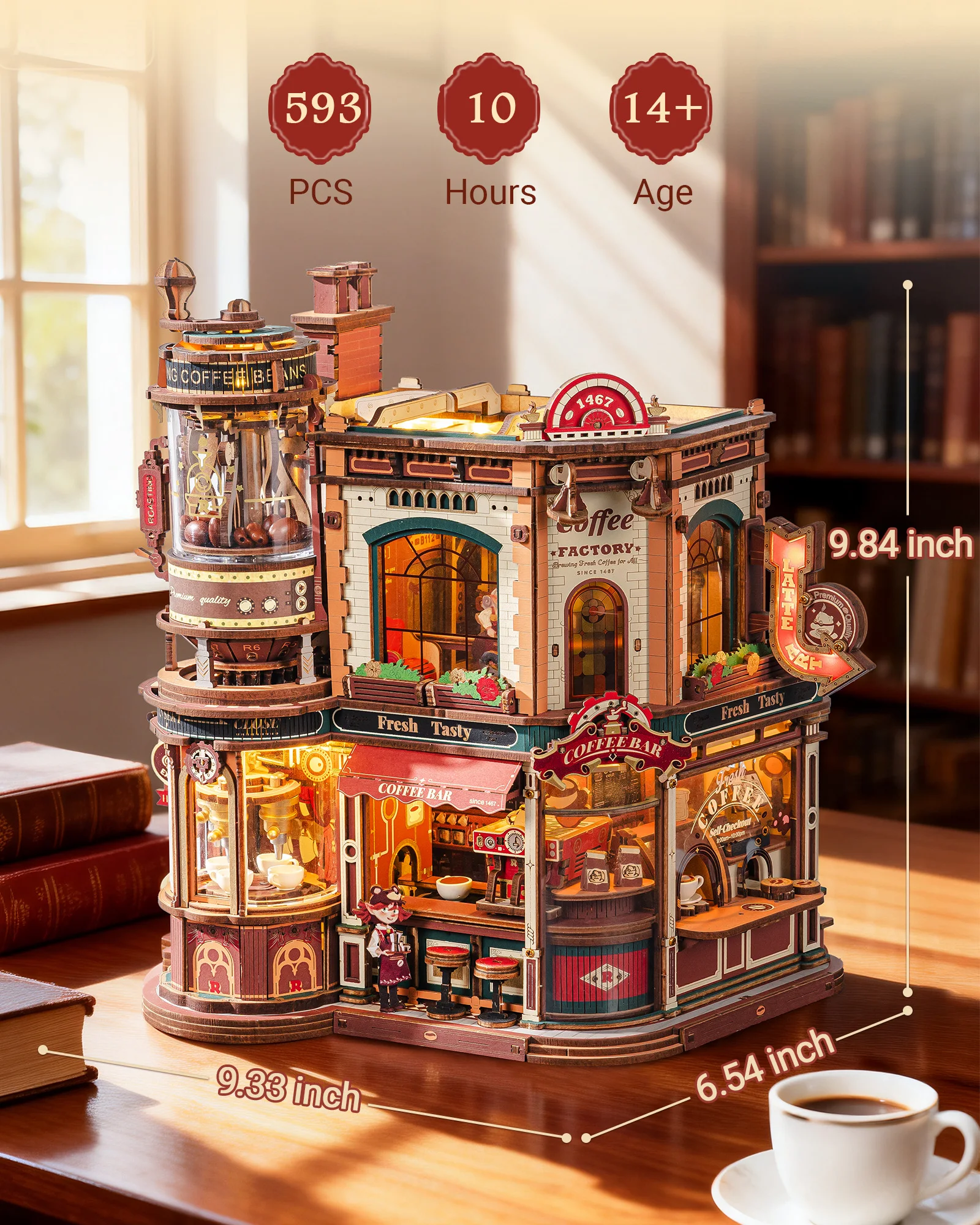 ROKR 3D Wooden Coffee Shop Music Box DIY Kit 2