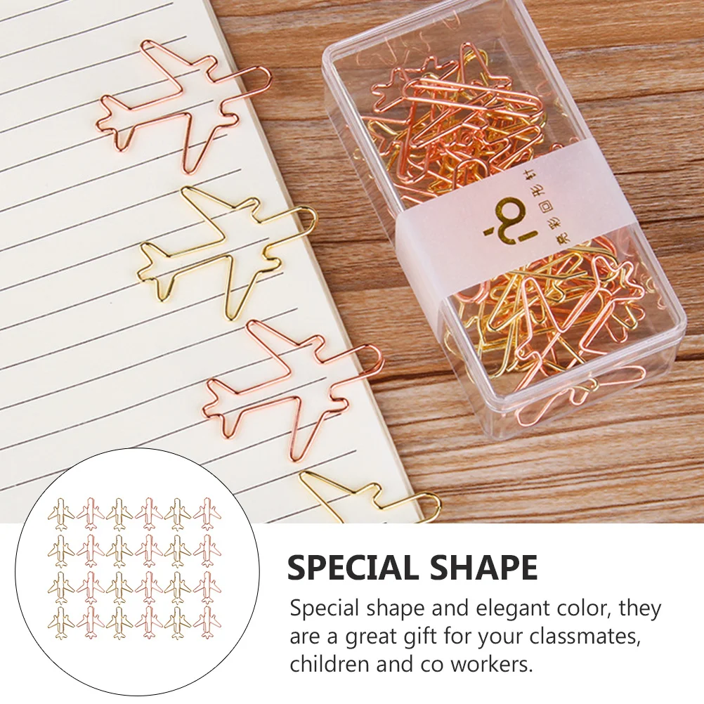

24pcs Creative Bookmark Clips Airplane Shape Paper Clips For Office School Stationery Supplies Note Files Memo Holder Decorative