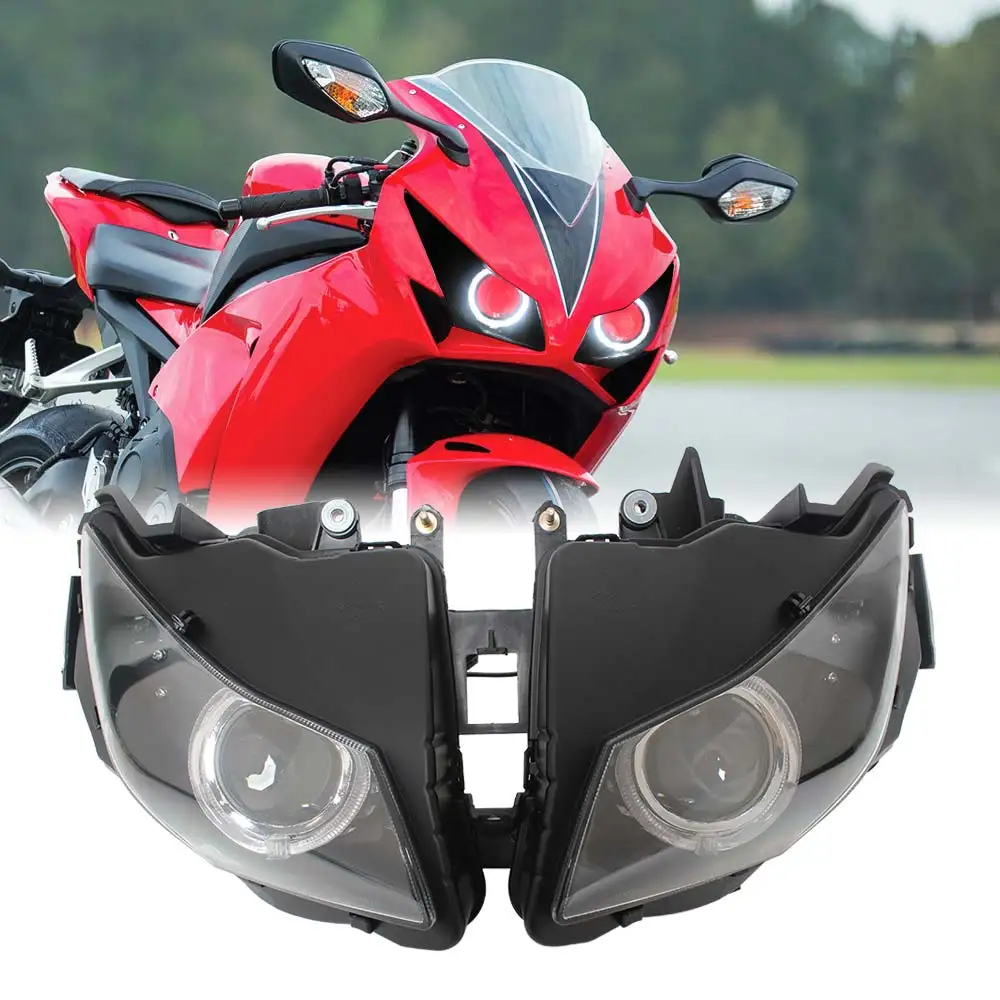 

Motorcycle HID Projector Conversion Headlight Assembly For Honda CBR1000RR 12-16 w/ LED White Angel Red Demon Eyes Headlamp