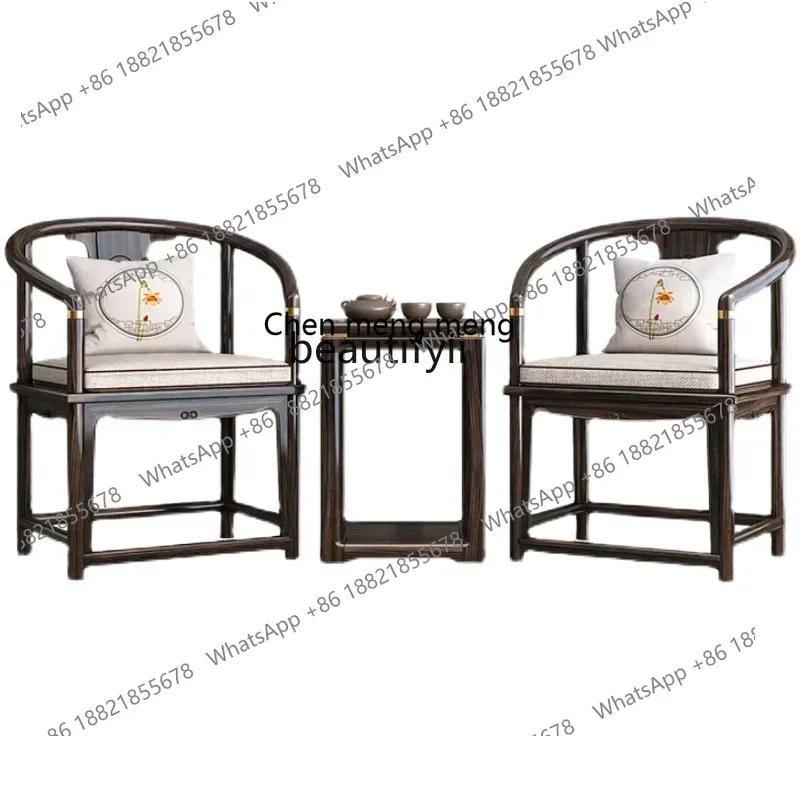 M182  Ebony new Chinese style, armchair, single person, three-piece guest host, tea chair and stool.