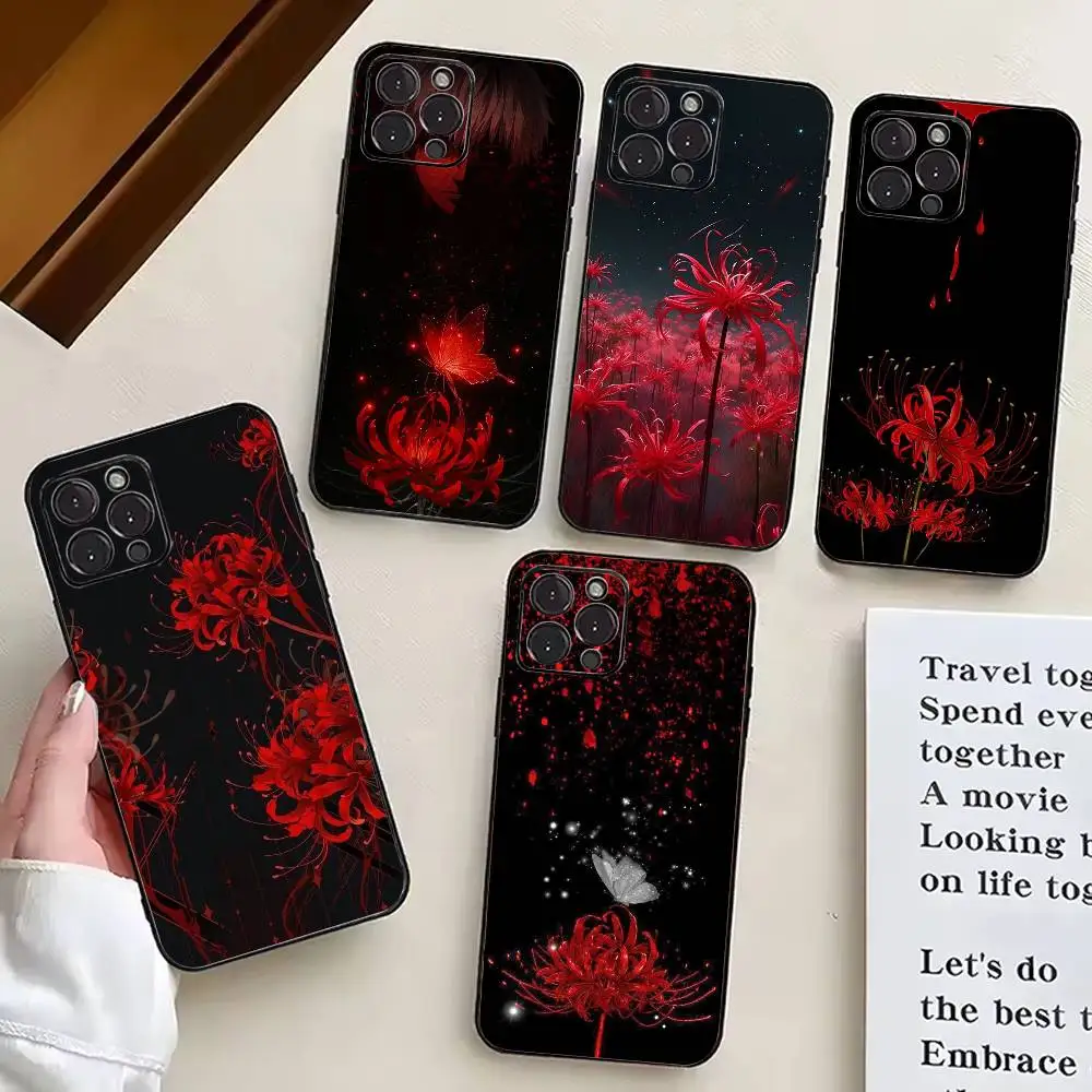 

T-Tokyo G-Ghoul Red s-spider lily-TGRS Phone Case For iPhone 17,16,15,14,13,12,11 Plus,Pro Max,XS,Soft Silicone Black Cover