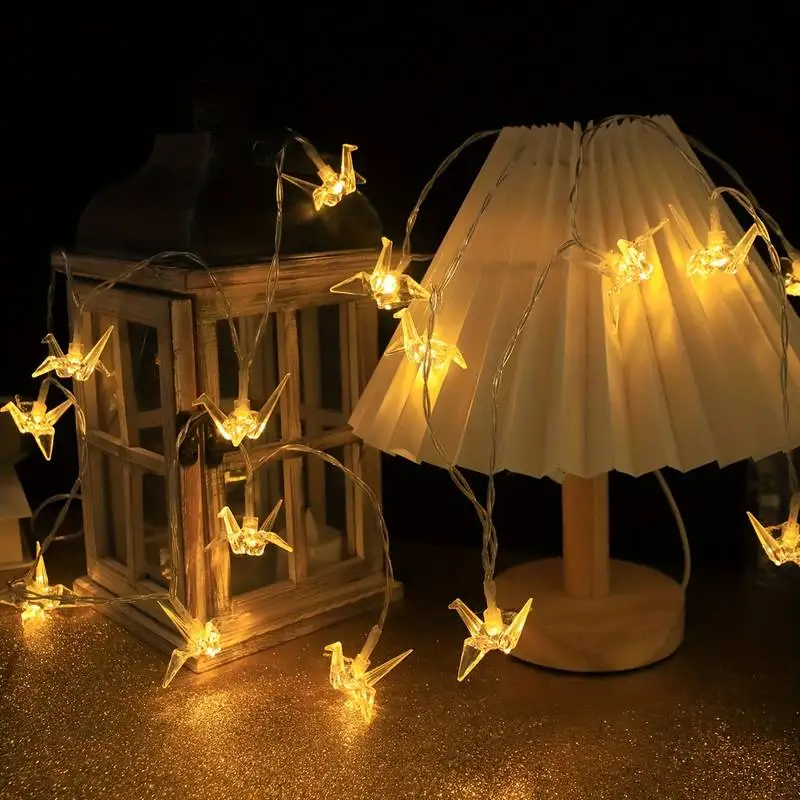 Crane LED String Lights Mini Vintage Christmas Halloween Wedding Party Decorative Battery String Lights Patio Garden Home