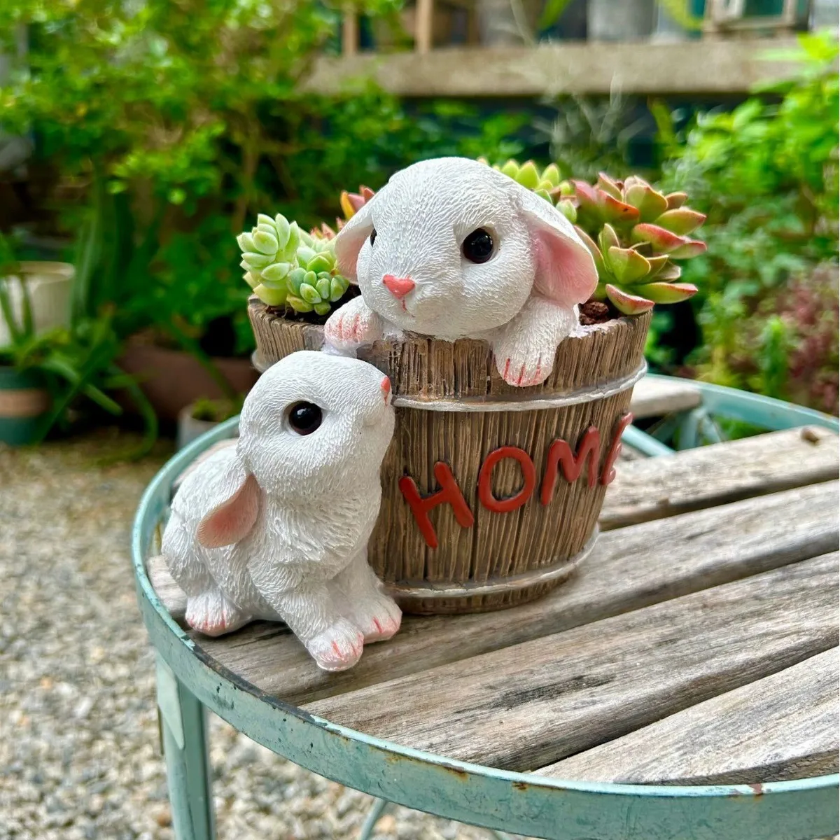 Cute Rabbit Succulent Plant Pot Indoor Outdoor Garden Tabletop Decoration Balcony Terrace Creative Resin Modern Figurine