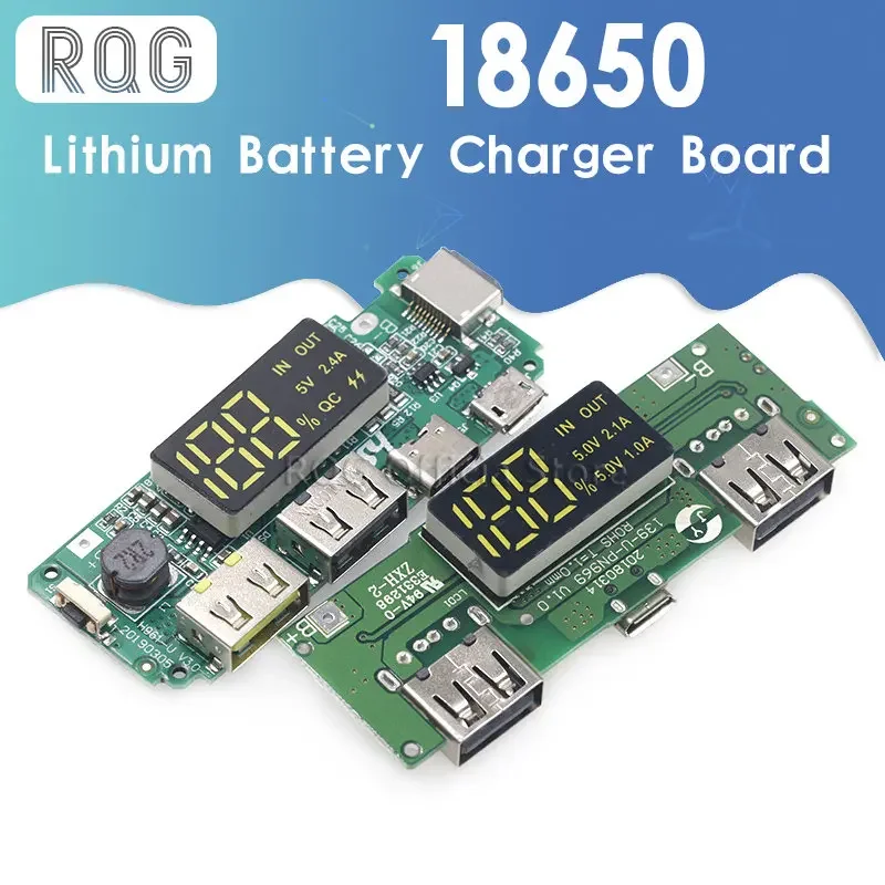 Lithium Battery Charger Board LED Dual USB 5V 2.4A Micro/Type-C USB Mobile Power Bank 18650 Charging Module