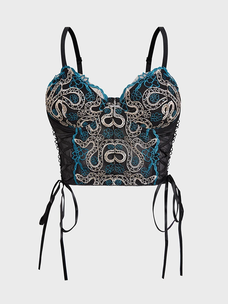 التطريز الكورسيهات بوستير مثير المرأة حزام الصلب حلقة هيكل السمكة شبكة ShaperSlim صالح تنوعا سيدة أعلى مشد تحت الصدر #1