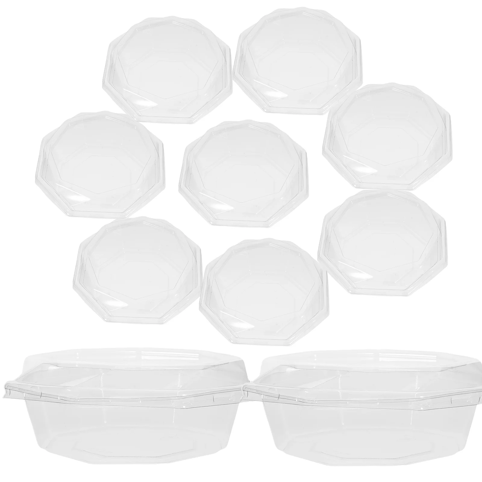 

10 Set Tray Disposable Cut Box Serving Container for Fruits Clear Dessert Trays with Cover Platters Boxes Transparent Plate