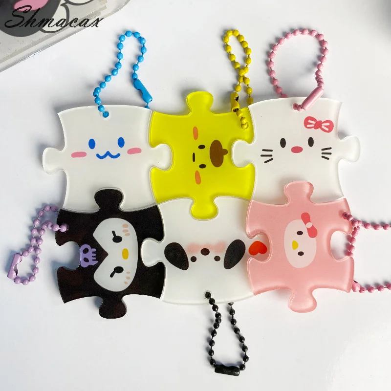 Cartoon Anime Sanrio Hello Kitty My Melody Kuromi Puzzle Keychain Charms Cute Bag Keyring Pendant Funny Puzzle Toys Couple Gifts