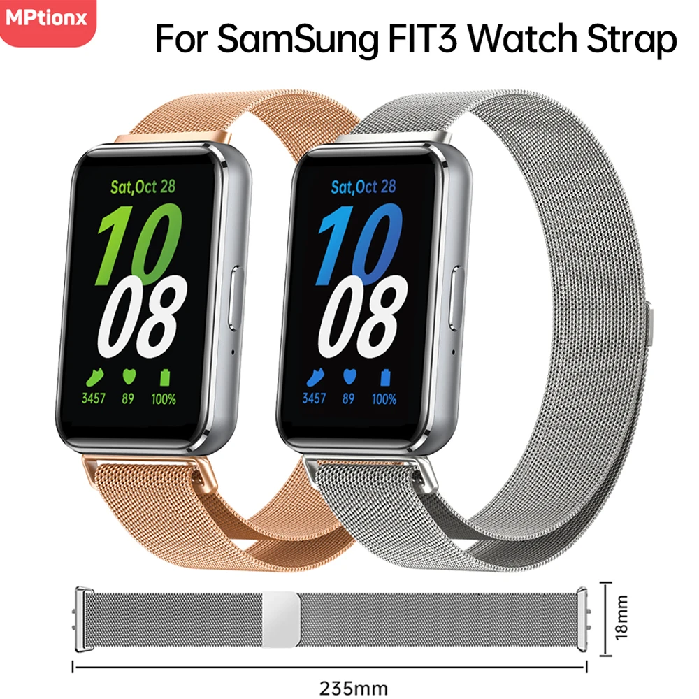 Correa magnética para Samsung Galaxy Fit 3, pulsera Milanese Loop de acero inoxidable, accesorios de banda