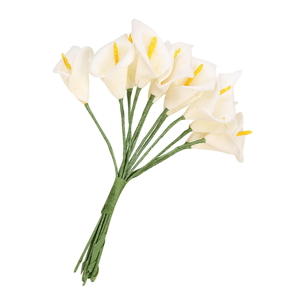 

12pcs Mini Lily Bridal Wedding Fake Party Home Decor Artificial Flowers Real Touch Pe Calla Lily Flowers Ivory